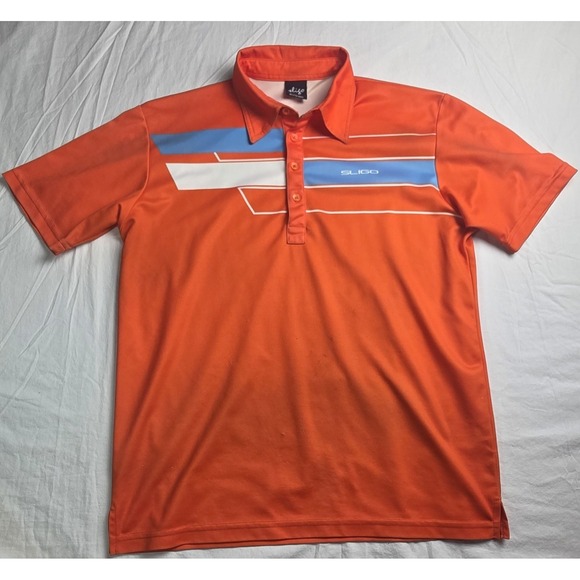 Sligo Wear Other - Sligo Men's Golf Polo Shirt Size M Orange Blue White Striped Performance Jersey